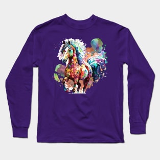 Arabian Horse Digital Watercolor Long Sleeve T-Shirt